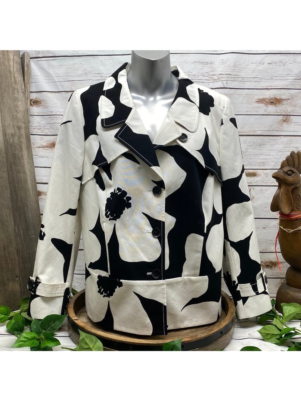 Rena Lange Blazer Jacket Plus Size 16 Black White NWT Nieman Marcus $2,495